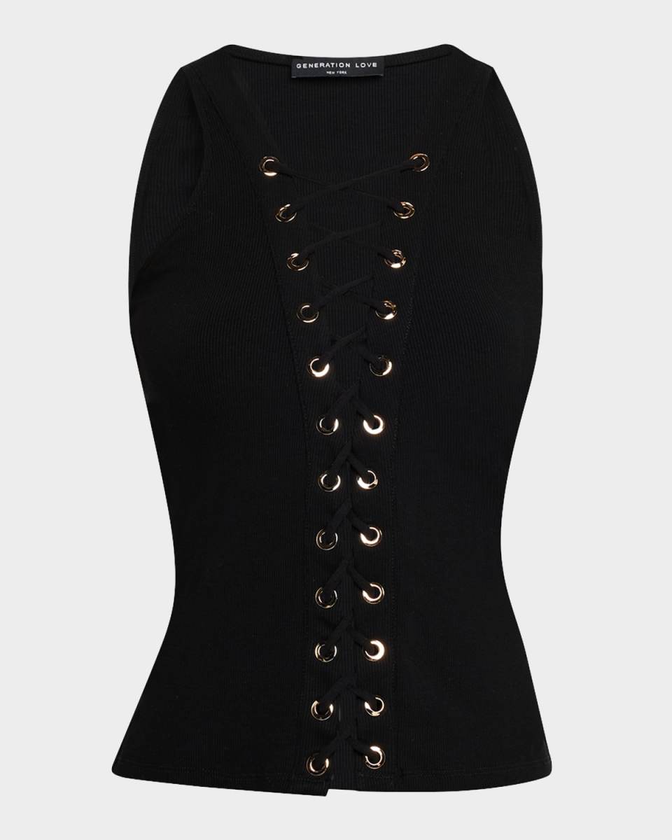 Rashelle Sleeveless Lace-Up Top